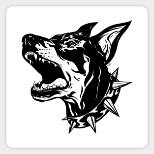 Angry Doberman Dog Blackwork Magnet